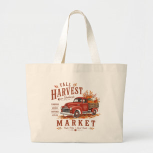 Oude Rode Truck Herfst Oogst Markt Pompoen Tote Grote Tote Bag