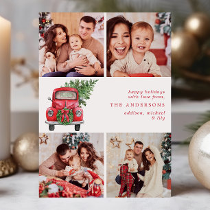 Oude Rode Truck Kerst 4 Foto Vakantiewenskaart