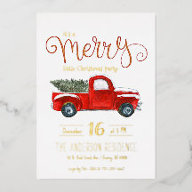 Oude Rode Truck Kerst Uitnodiging