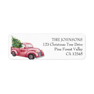 Oude Rode Truck Kerstboom Retouradres Etiket