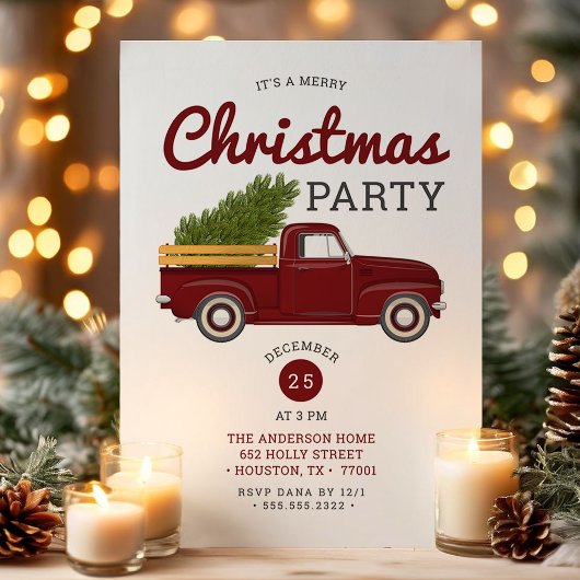 Oude Rode Truck Kerstfeest Kaart