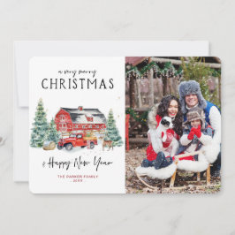 Oude Rode Truck | Kerstvakantie Fotokaart Kaart