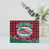 Oude Rode Truck Liefde & Dank Kerst Briefkaart (Staand voorkant)