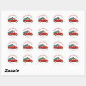 Oude Rode Truck met Kerstboom Ronde Sticker (Vel)