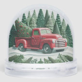 Oude Rode Truck Prettig Kerstfeest Sneeuwbol (Achterkant)