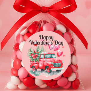 Oude Rode Truck Rode Hart Valentijnsdag Ronde Sticker