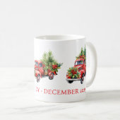Oude Rode Vakantie Pickup Trucks Koffiemok (Voorkant rechts)