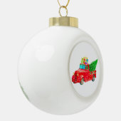 Oude Rode Vracht met cadeaus en kerstboom Keramische Bal Ornament (Links)