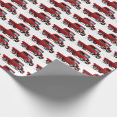 Oude rode vrachtwagen cadeaupapier (Hoek)