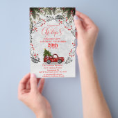 Oude rode vrachtwagen Kerst uitnodiging Flyer (Hand)