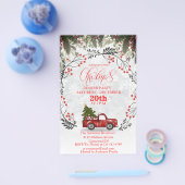 Oude rode vrachtwagen Kerst uitnodiging Flyer (Enkel)