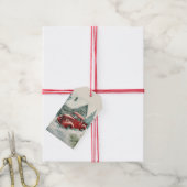 Oude Rode Vrachtwagen Kerstcadeau Tags Cadeaulabel (Met Touw)
