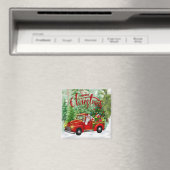 Oude rode vrachtwagen Kerstmagneet Magneet (Insitu (Vaatwasser))