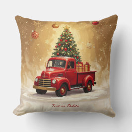 Oude rode vrachtwagen met kerstboom en cadeaus kussen