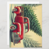 Oude rode vrachtwagen met kerstboom feestdagenkaart (Voorkant / Achterkant)