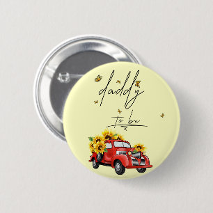 Oude rode vrachtwagen met zonnebloemen Papa te wor Ronde Button 5,7 Cm