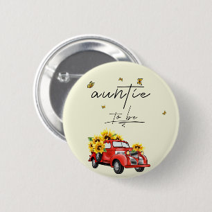 Oude rode vrachtwagen met zonnebloemen Tante worde Ronde Button 5,7 Cm