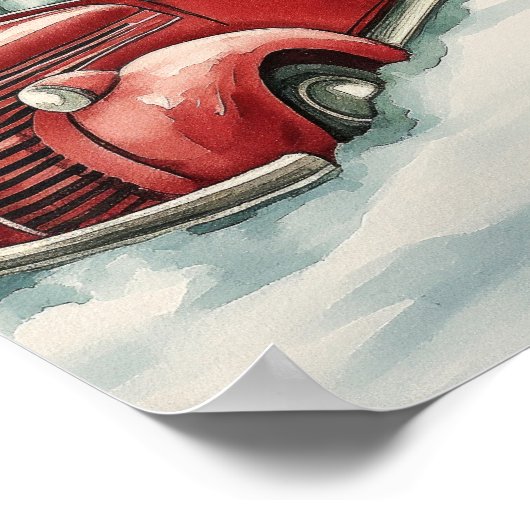 Oude Rode Vrachtwagen Vrolijke Kerstmis Poster (Hoek)