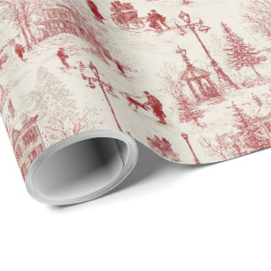 Oude rode winterscène cadeaupapier