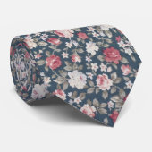 Oude rode witte rozen waterverf retro patroon stropdas (Opgerold)