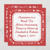 Oude Rode & Witte Uitnodigingen voor gevesdroogd l (Voorkant / Achterkant)