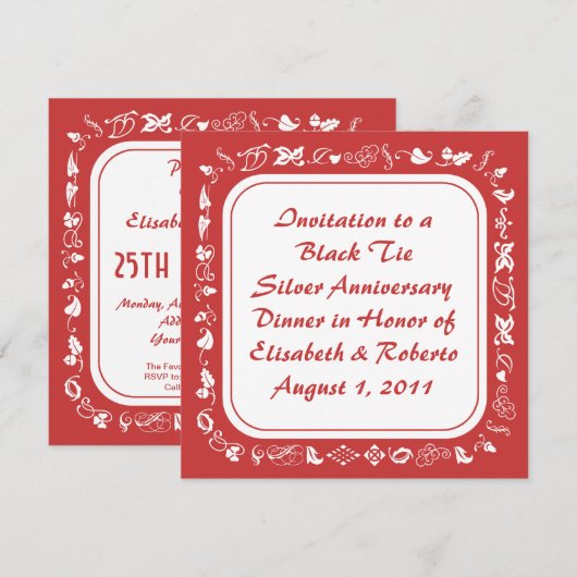 Oude Rode & Witte Uitnodigingen voor gevesdroogd l (Voorkant / Achterkant)