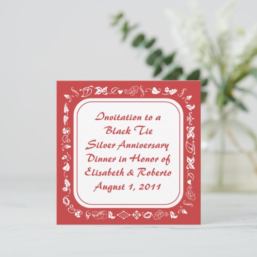 Oude Rode & Witte Uitnodigingen voor gevesdroogd l (Staand voorkant)