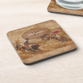 Oude Rodeo Cowboy Western Bier Onderzetter (Linkerzijde)