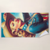 Oude Rodeo Pin-up Strandlaken (Voorkant)