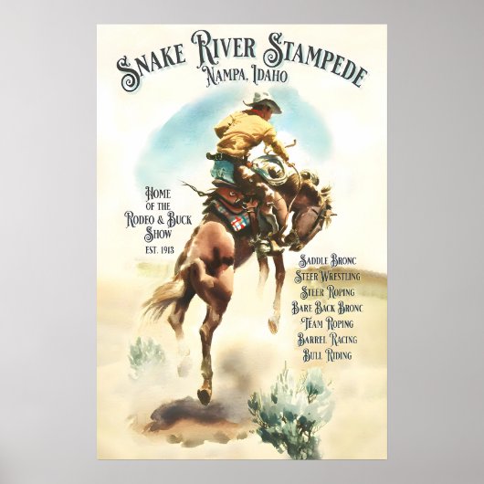 Oude Rodeo Poster Snake River Stampede, Westers (Voorkant)