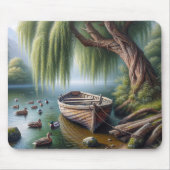 Oude roeiboot gebonden onder een wilgenboom muismat (Voorkant)