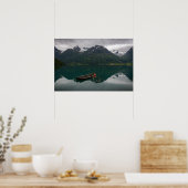 Oude roeiboot met bergreflectie poster (Keuken)