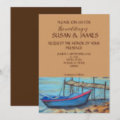 Oude roeiboot op stiits uitnodiging (Voorkant / Achterkant)