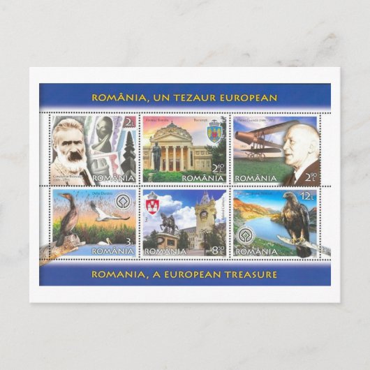 Oude Roemeense Postzegelset Briefkaart (Voorkant)