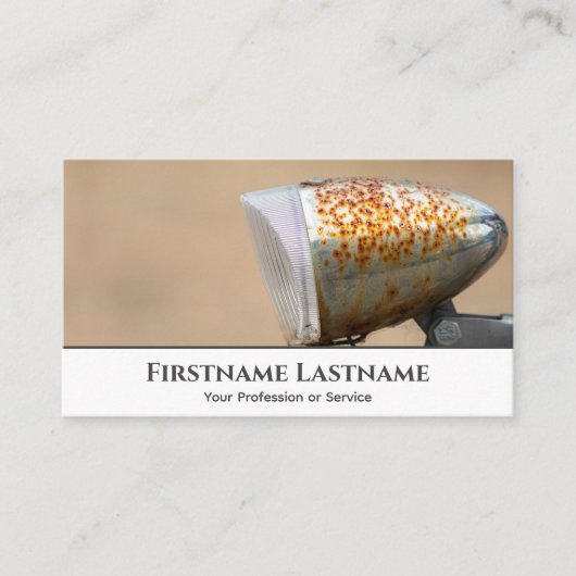 Oude roestbel voor fietsenreparatiewinkels visitekaartje (Voorkant)