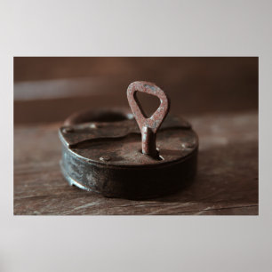 Oude roestige deurslot poster