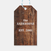 Oude roestige houten persoonlijke familienaam  cadeaulabel (Achterkant)