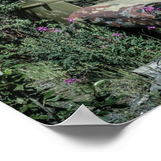 Oude Roestige Schroot Auto Poster (Hoek)