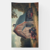Oude roestige schuur en oude tractoren spandoek (Verticaal)