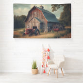 Oude roestige schuur en oude tractoren spandoek (Insitu)