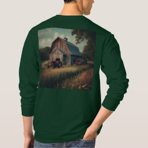 Oude roestige schuur en oude tractoren t-shirt