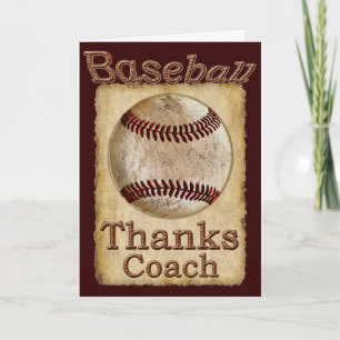 Oude roestige vintage honkbal bedankt coach kaart
