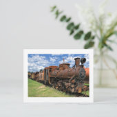 Oude roeststoomlocomotief briefkaart (Staand voorkant)