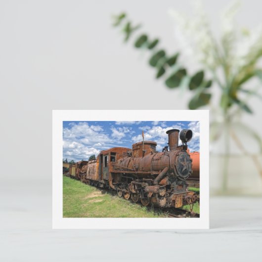 Oude roeststoomlocomotief briefkaart (Staand voorkant)