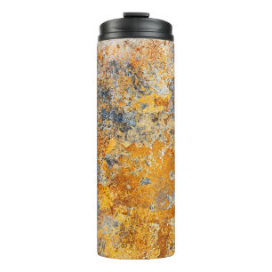 Oude roesttextuur, grunge metallic achtergrond. thermosbeker