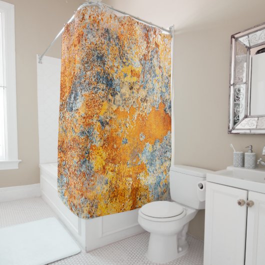 Oude roesttextuur. Grunge rusted metal background. Douchegordijn (In situ)