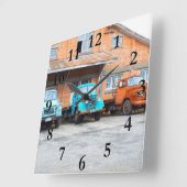 oude roestvrijstalen boerderijen in het veld groot vierkante klok (Hoek)