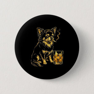 Oude rokende chihuahua grappige hond meme grafisch ronde button 5,7 cm