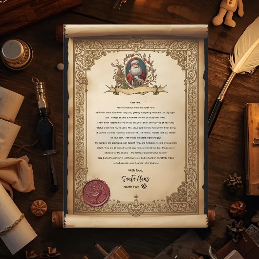Oude Rol Santa Briefsjabloon  Kaart