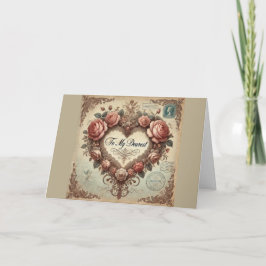 Oude Romantische Bloemige Valentijnskaart Feestdagen Kaart